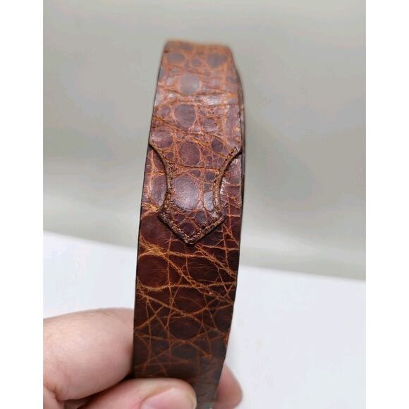 Vintage 1950s Genuine Alligator Belt Size 30 Brown Exotic Leather Mid Century main image 4